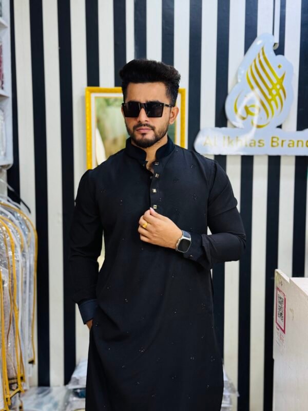 Premium Stone Punjabi Collection Black