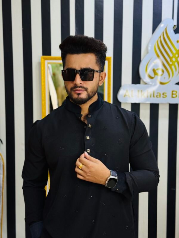 Premium Stone Punjabi Collection Black